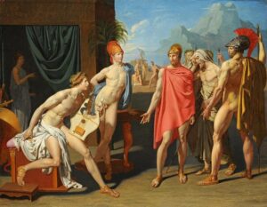 Curso de mitologia - Os embaixadores de Agamemnon na tenda de Aquiles, Jean Dominique Ingres