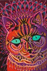 Louis Wain, Kaleidoscope cat, c.1930, private collection. Wikimedia Commons.