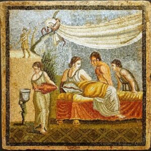 mosaico romano com uma cena familiar