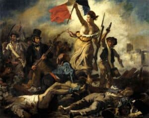 Qué es el romanticismo - Delacroix, La libertad guiando al pueblo, un retrato de la Revolución Francesa