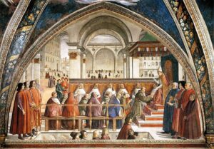 A Confirmação da Regra Franciscana, por Domenico Ghirlandaio (1449-1494), Capella Sassetti, Florença