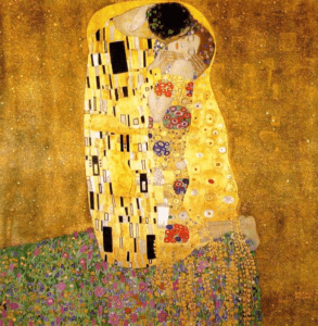 O Beijo de Gustav Klimt, 1907-1908. Galerie Belvedere, Viena, Áustria.