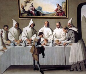 Pintura na Cartuxa de Nuestra Señora de las Cuevas, em Sevilha, de Francisco de Zurbarán.