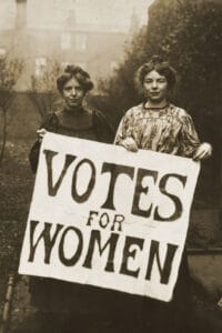 Dia da mulher Annie Kenney e Christabel Pankhurst, duas ativistas em favor do voto feminino