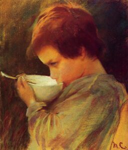 Mary Cassatt, Child Drinking Milk, 1868, private collection. WikiArt.