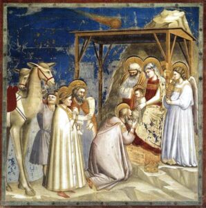 O que é o Natal - Adoração dos Magos, Giotto di Bondone c.1304 – c.1306.