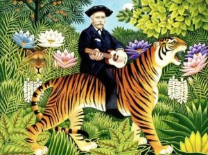 henry rousseau montado num felino