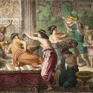um banquete na Roma Antiga