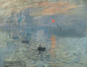 Artistas impressionistas Impressão, Nascer do Sol, Claude Monet, 1872.