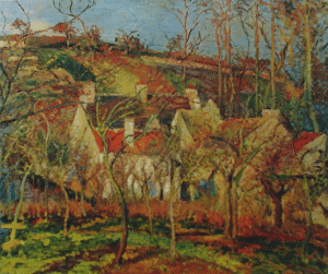 Impressionist artists, Red roofs, Camille Pissarro, 1877.