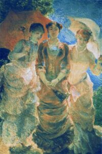 Artistas impresionistas - Tres mujeres con sombrilla, Marie Bracquemond