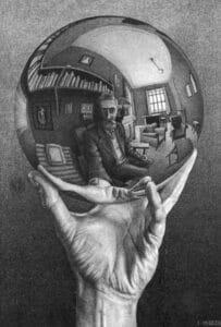 MC Escher, Mano con esfera reflectante, 1935