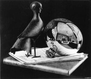 MC Escher Natureza Morta com Espelho Esférico, 1934