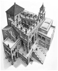 MC Escher Ascendiendo y descendiendo,1960