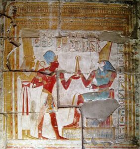 Seti I perante Horus, Templo de Seti I, Abidos, Egipto