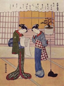 2 raparigas por Suzuki Harunobu