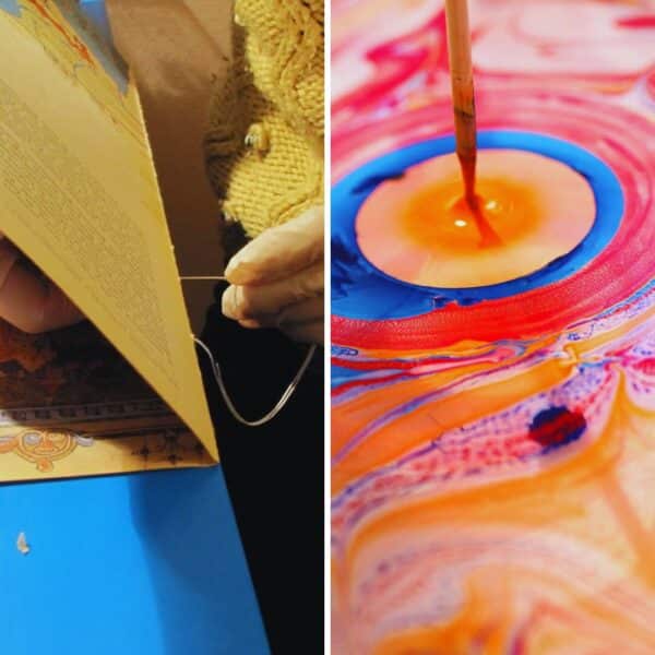 capa do pacote de cursos Técnicas de Encadernaçao + Papel Marmoreado