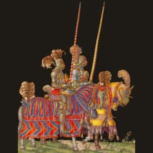 cavaleiros medievais a ilustrar o curso de itrodução a heraldica